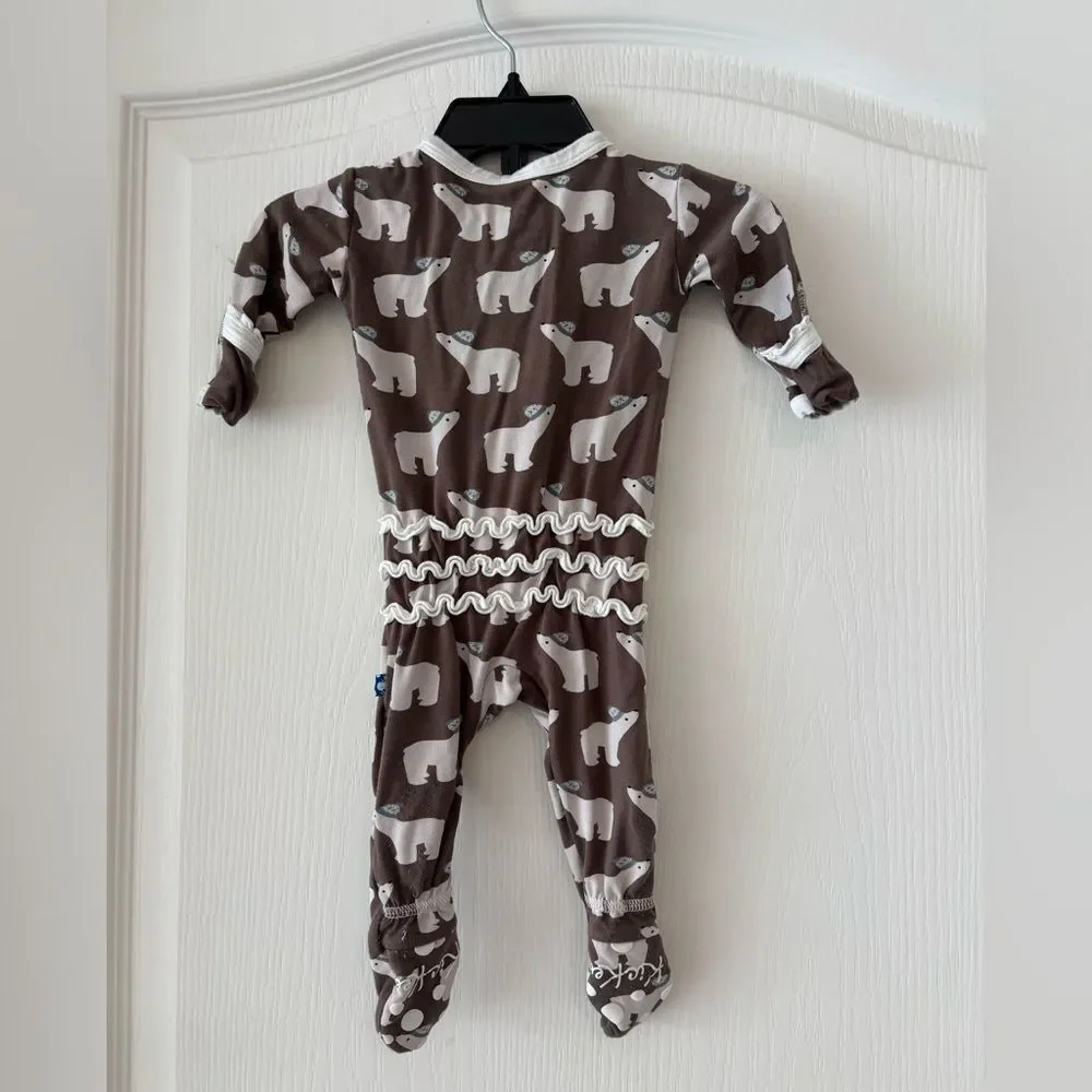 KicKee Pants Coffee Polar Bears Footie